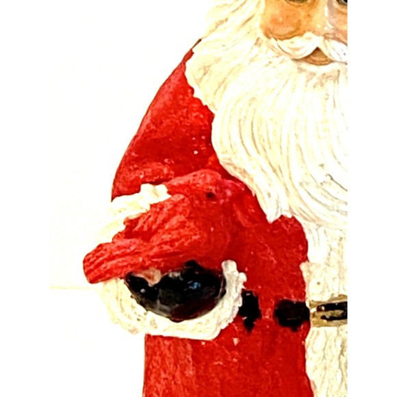 K's Collection Christmas Santa Claus Figurine 7” Holding Cardinal & Teddy Bear - Picture 3 of 7